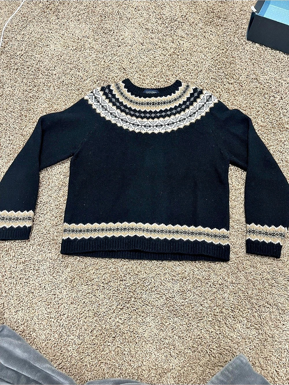 Eddie Bauer 100% Lamb's Wool Crewneck Sweater Wool Patterned Crewneck Size